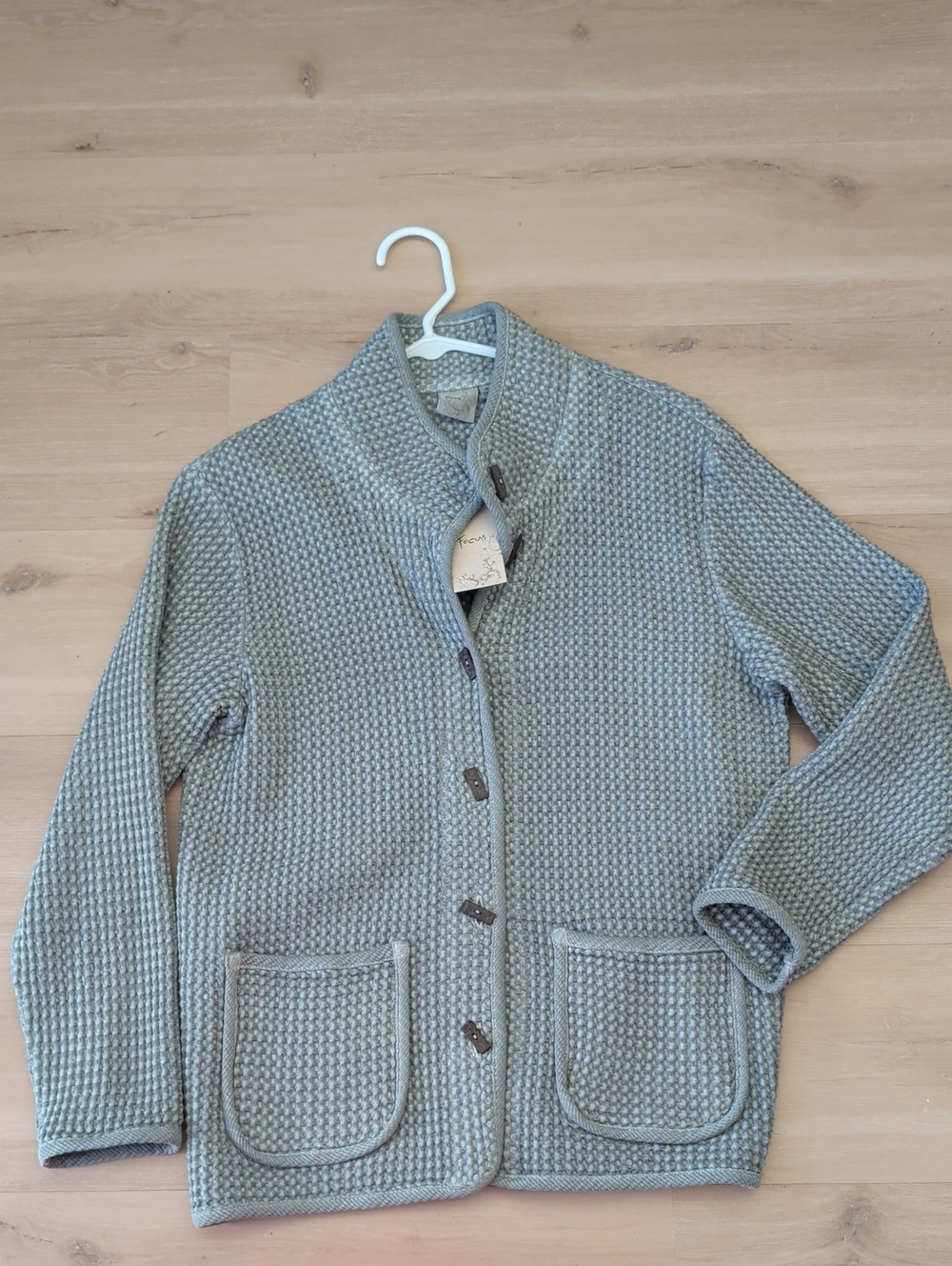 Women’s Waffle-Knit Button Cardigan Sweater - Light Gray